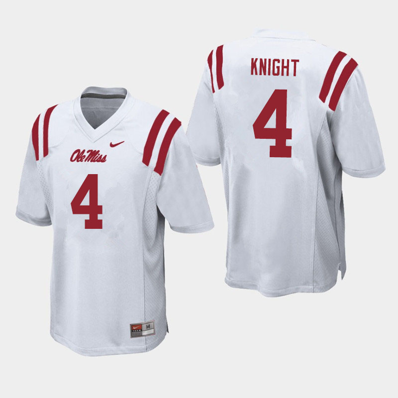 Men #4 Tylan Knight Ole Miss Rebels College Football Jerseys Sale-White - Click Image to Close